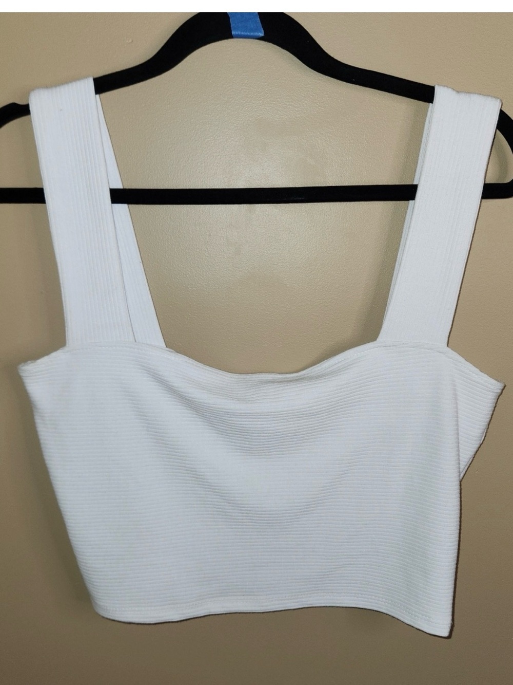 Free People Happiness Runs White Ribbed Square-Neck Crop Top